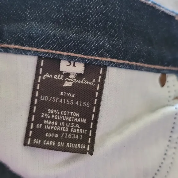 7 For All Mankind Low Rise Tall Full Length Inseam Distressed Bootcut Jeans 31