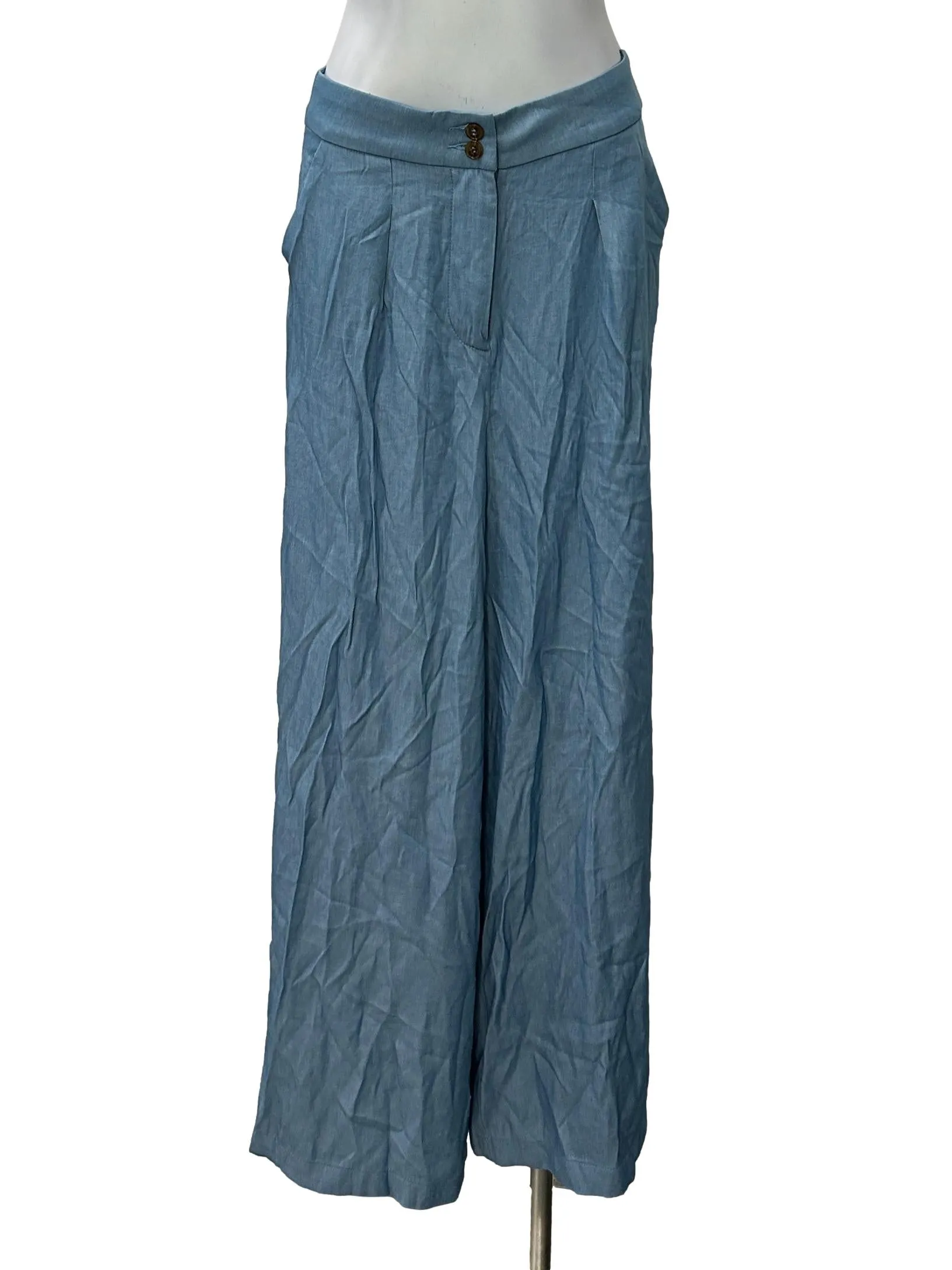 Denim Blue Lightweight Slit Culottes