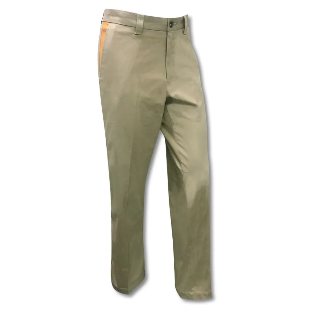 Kevin's Khaki Stretch Poplin Pants with Faux Suede Trim