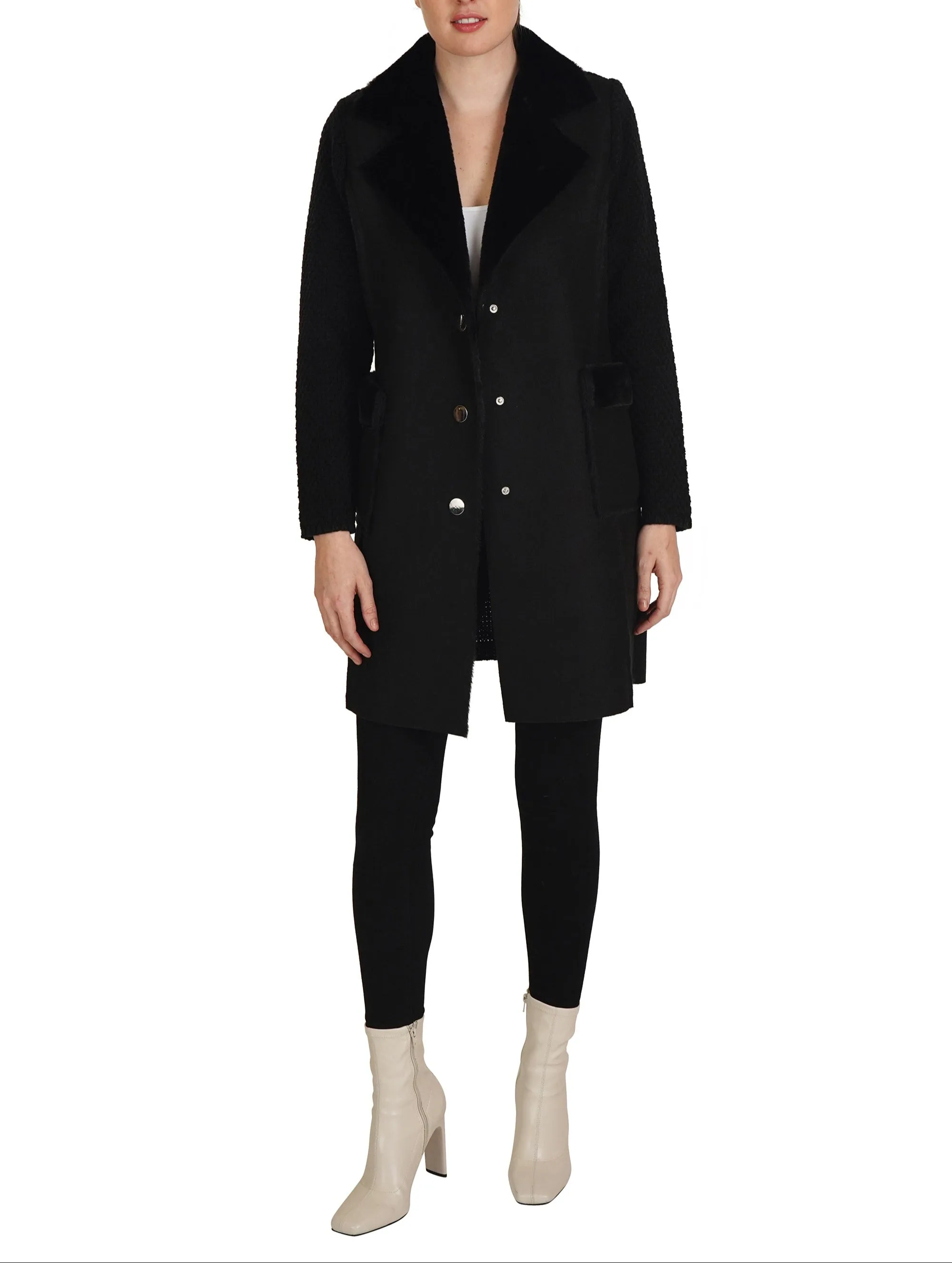 Knitted Back Faux Fur Cardigan
