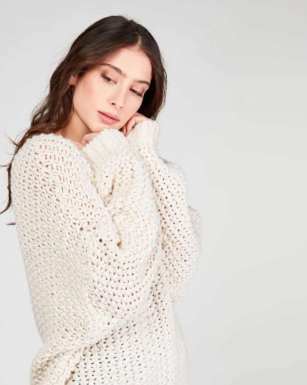Lace Knit V-Neck Sweater