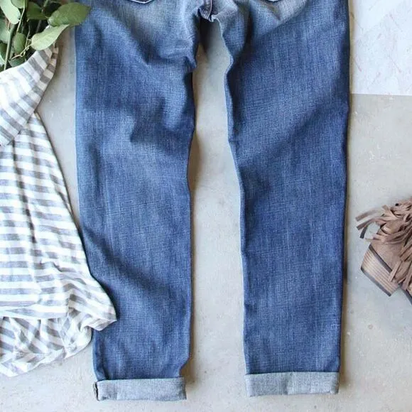 NEW! Popular Broken Ripped Patched Buffalo Plaid Distressed Blue Jeans Denim
