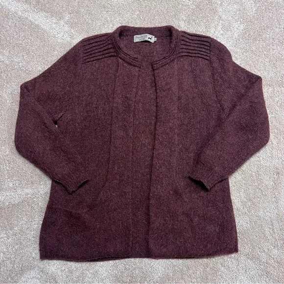 Peruvian Link Alpaca Cardigan Sweater Open Front Womens Pockets Chunky Wool Sz M