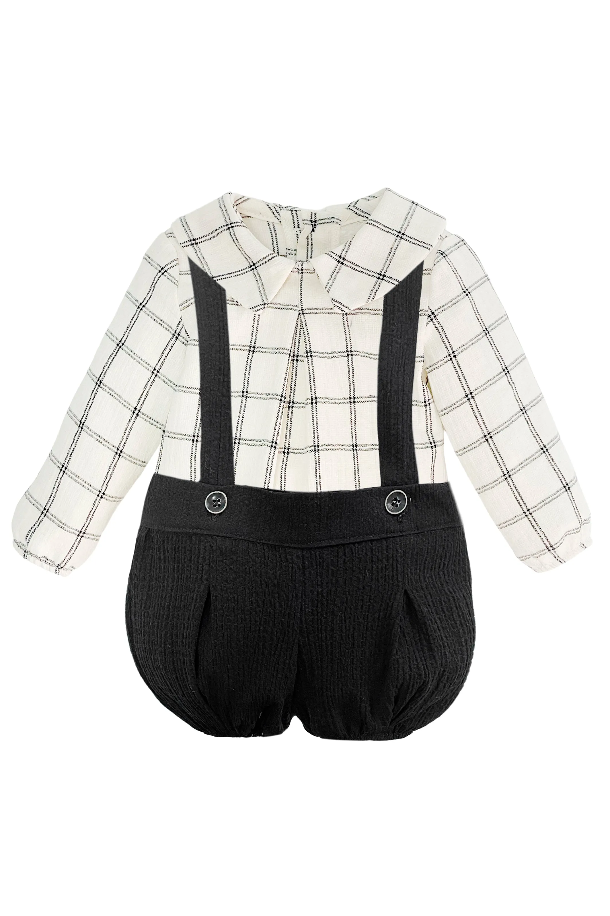 "Demetrius" Ecru & Black Checked Shirt & Jam Pants