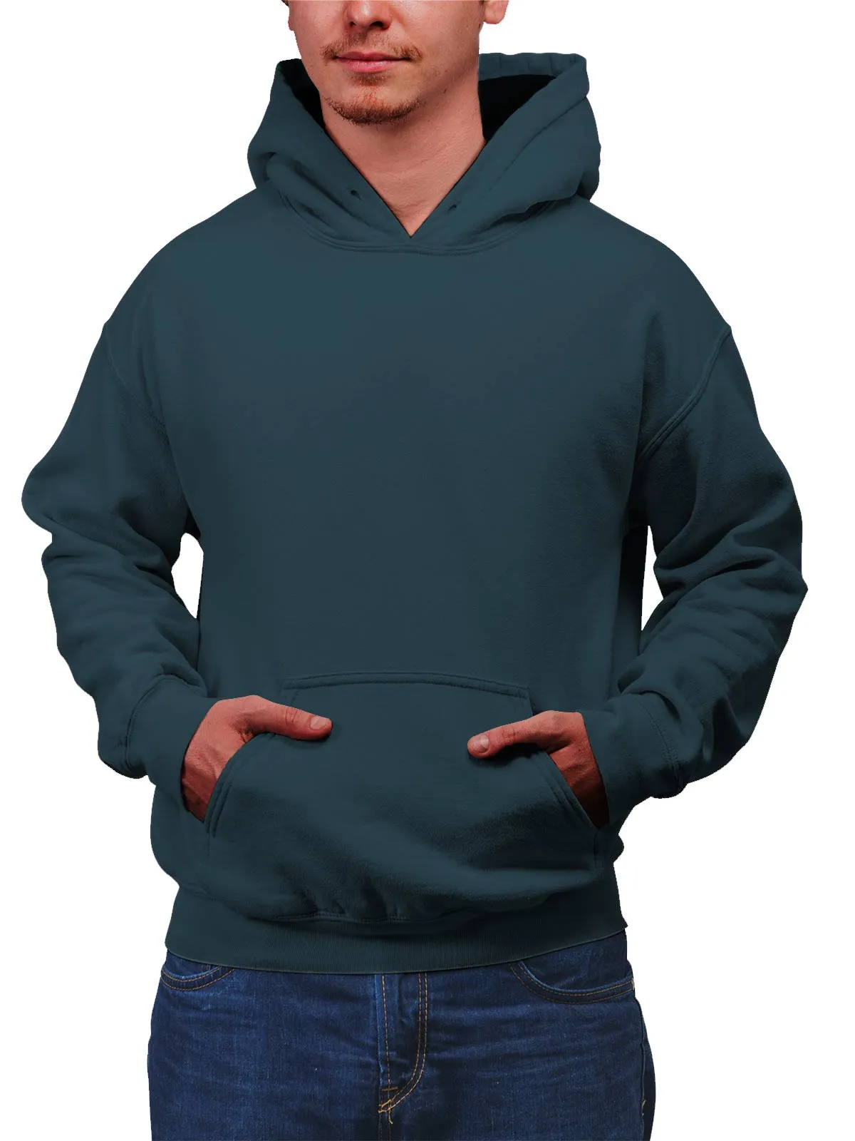 Teal Blue Plain Cotton Hoodie for Men & Women
