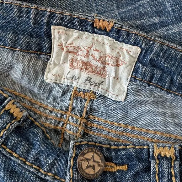 Vintage Y2K Big Star Liv Bootcut Denim Western Embroidered Low Rise Size 27R